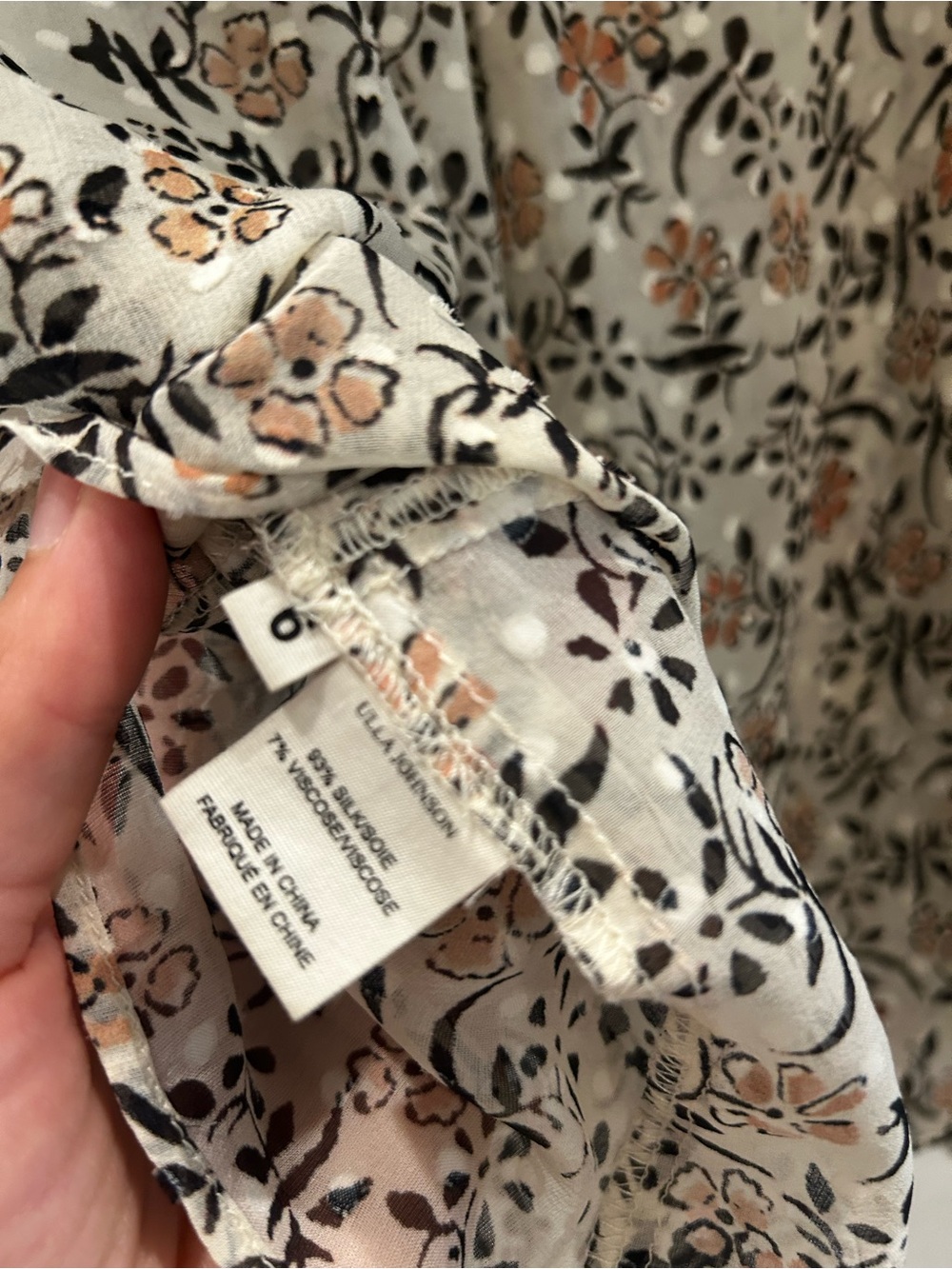Ulla Johnson Cream Floral Ruffle-Sleeve Blouse - Picture 8 of 8